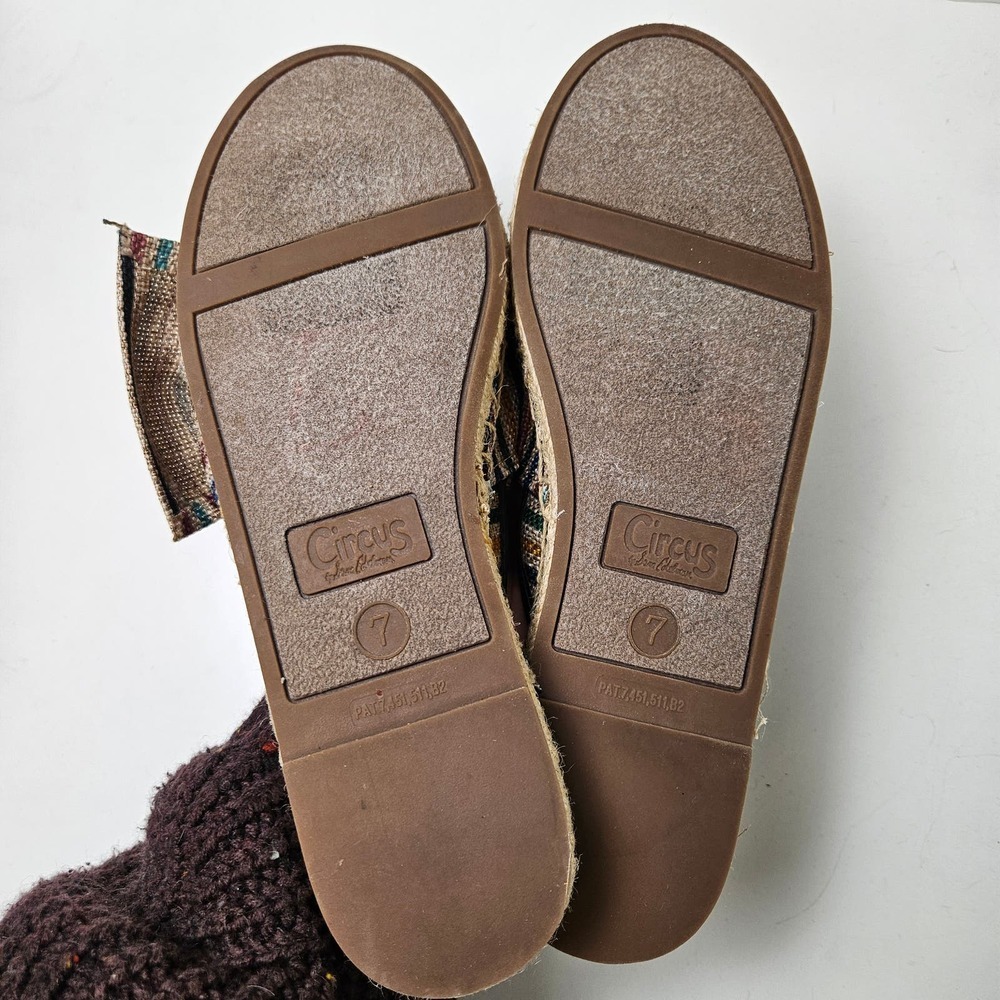 Circus Sam Edelman Lulu Rainbow Stripe Big Bow Canvas Mules 7 Taupe Espadrilles - Picture 8 of 8